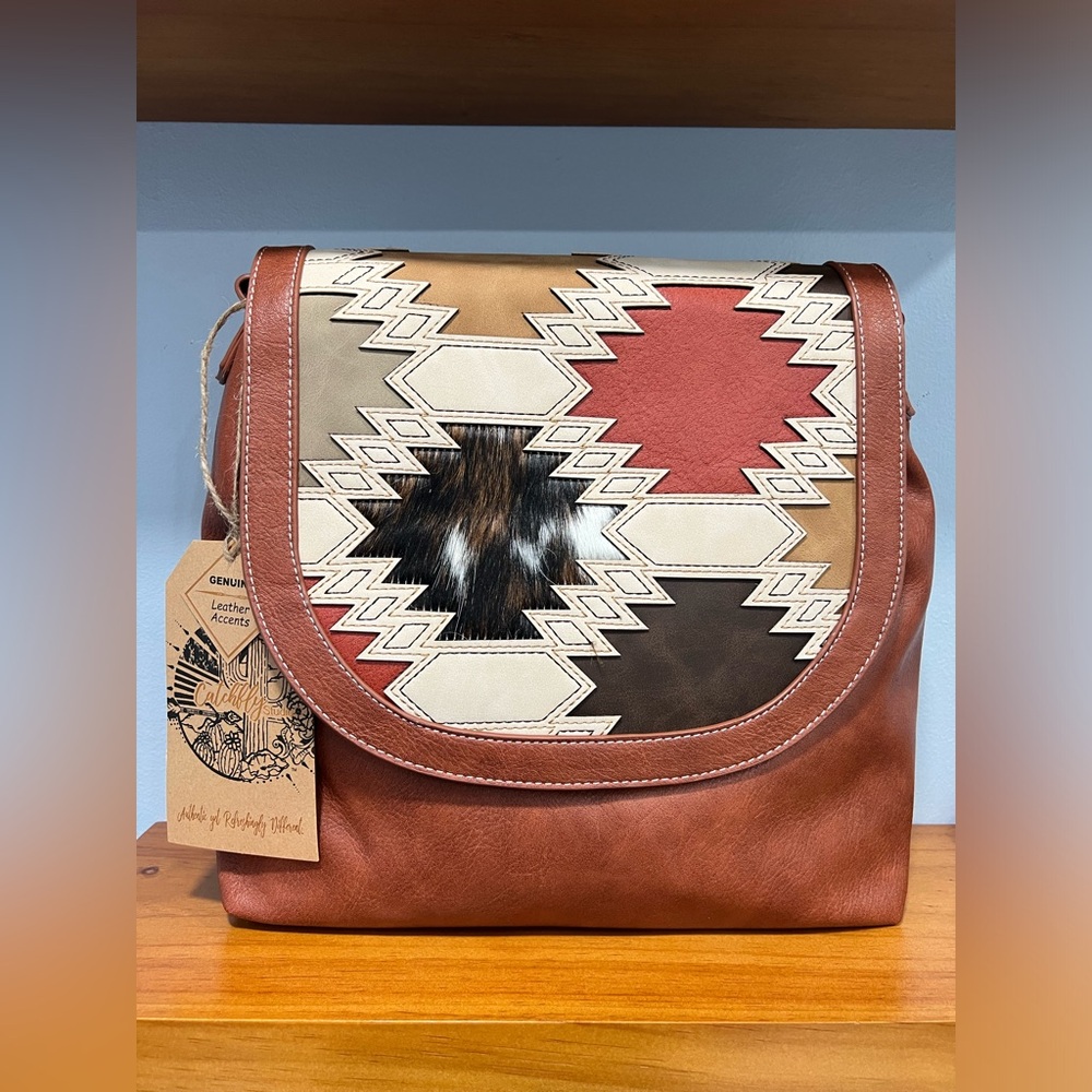 CATCHFLY STUDIOS NWT South Western Concealed Carry Co Hair On Hide Crossbody Bag